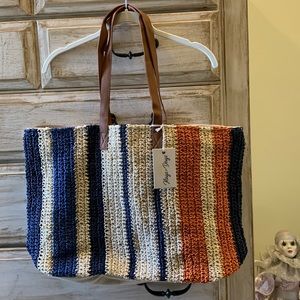 NWT Rays for Days Shore Break Weekender tote bag, pretty blue, orange and beige